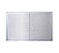 JIE JIN 35" W X 24" H Outdoor Kitchen Doors Double Doors Thickened 304 Brushed Stainless Steel BBQ Access Door BBQ Island Doors Outdoor Kitchen Accessories Door for Outdoor Kitchen BBQ Island