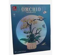 Jie Star Orchid Grace Building Block Set, 978 Pieces, Ages 6+, Decorative Flower Display with Light Feature and Vase, erfect as a unique piece of home décor or a thoughtful gift for someone special