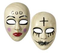 JIEBAO Pack of 2 Halloween Horror Mask, The Purge Mask God & Cross Killer Mask for Halloween Costume Decoration Party Cosplay Props