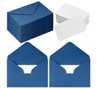 jiebor 100 Sets Small Envelopes with Small Blank Gift Business Card Wedding Invitation Pocket Envelopes for Graduations Wedding Shower Holiday 3.14 x 4.52 Inch Navy Blue