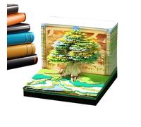 JIEBWCHA 3D Sticky Note Pad | 3D Artistic Adhesive Notepad, Planner for Notes Tracker Habits Bookmark in Tree House Shape