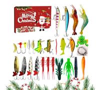 JIEBWCHA Advent Calendar with Fishing Tackle Fishing Lures Advent Calendar Fish Lure Christmas Calendar Fishing Advent Calendar 24 Day Fishing Lure Set
