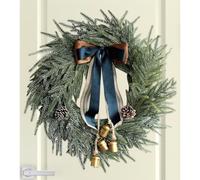 JIEBWCHA Christmas Wreath, Rustic Bow Bell Wreath Ornament, Christmas Decoration for Apartment Office Church Indoor Outdoor Winter Festivities Entrance Front Door Coffee Shop