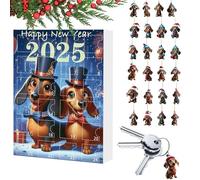 JIEBWCHA Countdown Calendar - Christmas Calendar with 24 Pendants in the Shape of Dachshund | 2D Pendant, for Celebration Holidays December Family Party Children Boys Adults
