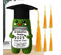 JIEBWCHA Crochet Desk Buddy | Handmade Crochet Doll with 5 Color Tassels | Knitted Graduation Toy with Encouragement Card Desk Ornament for High School Teenage Girls Boys Travel Bedroom Living Room
