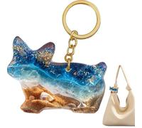JIEBWCHA Dachshund Bag Charm,Sea-Themed Cute Dachshund Dog Keychain | Decor Ornament Pendant with Card for Handbag Backpack School Gym Travel Purse Daily