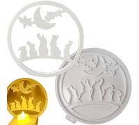 JIEBWCHA Epoxy Resin Moulds, Easter Bunny Mould - Moon Star Rabbit Round Shape Gypsum Soap Moulds | Decorate Home Handmade Candle Holder for Making