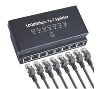 JIEBWCHA Ethernet Splitter, Network Extension 8 Ports - High Speed 1000Mbps Adapter, Portable Plug and Play Extender for Streaming Computer Laptop TV
