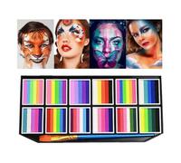 JIEBWCHA Face Painting Kit Professional - Face and Body Paint - Water-Based Washable Long-Lasting 12 Grids with Brush Makeup Markers for Festival Sports Theater Girls Cosplay Women Halloween