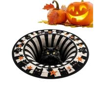 JIEBWCHA Halloween Door Mat 23.62 Inch Cat Star Design Illusion Carpet | Washable Spooky Rug for Home Bedroom Kitchen Bathroom Hallway Living Room Office Dorm Porch Patio Entryway