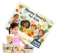 JIEBWCHA Kids Calendar 2026 | Toddler Money Calendar for School - Interactive Cartoon Planner for School Classroom Bedroom Living Room