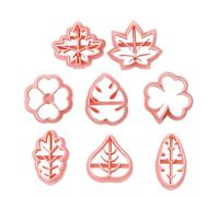 JIEBWCHA Leaf - for Biscuits and Christmas Pastries - Fondant Embossing for Baking in the Kitchen, Set of 8 with Pressable Soft Moulds