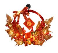 JIEBWCHA New Year Artificial Flower Ornament, Chinese New Year Blessing Door Garland - Traditional Chinese Good Luck Signs - Space Saving Artificial Wreath with