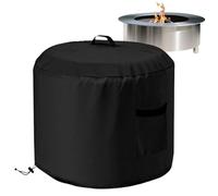 JIEBWCHA Outdoor Fire Pit Cover, Waterproof Round Protective Cover, Frost Protection with Integrated Handle Against Rain Snow Dust Leaves