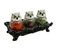 JIEBWCHA Owl Apothecary Jars, 3-Piece Gothic Spice Jar | Witchy Storage Jars - for Home Cooks, Alternative Spirituality Pendants, Collectors, Kitchen, Living Room, Bedroom