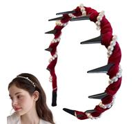 JIEBWCHA Pearl Headbands for Women, Pearl Headband for Girls, Wave Hair Accessories, Pearl Counter Headband, Girls Hair Band, Non-Slip, Headwear, Hair Referral for Party Supplies