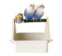 JIEBWCHA Perch Stand, Table Bird Stand with Two Bowls, Perch Scratching Toy for Budgies, Cockatiels, Parakeets, Hummingbirds, Doves, Quakers, Parakeets, Lovebirds, Garden and Yard