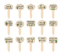 JIEBWCHA Plant Markers - Waterproof Signs for Garden and Outdoor Garden, 15 Pieces Wooden Stakes with Fun Phrases Waterproof for Identifying Pots Flowers Tools Outdoor Gardening Greenhouse