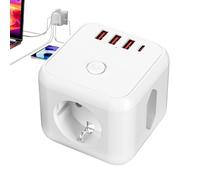 JIEBWCHA Plug Adapters | Lightweight Charger with 3 USB Ports - Surge Protector Splitter | for Travel Home Office Bedroom Kitchen Bathroom