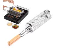 JIEBWCHA Rotating Grill Baskets, Rotating Grill Basket,Large BBQ Basket with Round Rotation | Outdoor Heavy Duty BBQ Mesh Basket for Vegetables, Fish and