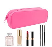 JIEBWCHA Silicone Pen Bag, Silicone Zip Pencil Bag, Soft Aesthetic Storage Pen Case, Multifunctional Silicone Cosmetic Bag for Stationery, Erasers, Brushes, pink, see description, See description