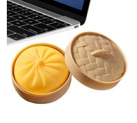 JIEBWCHA Soft Large Squishy Fidget Dumpling With Steamer Box 10x10x6.5cm Giant Glitter Dumpling, Dumplings Stress Balls Fidget Sensory Toy, Funny Simulated Dumplings Stress Relief Ball Sensory Toys