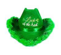 JIEBWCHA St Patrick's Day Cowboy Hat, St Patricks Day Cowgirl Hat - Irish Holiday Caps | Novelty Felt St Patricks Day Cowgirl Caps Shamrock for Women Party Costume Dress
