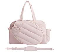 JIEBWCHA Tennis Bags for Women - Portable Shoulder Bag for Racket with Shoe Compartment, Waterproof Sports Organizer for Travel, Gym and Office