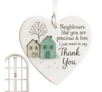 JIEBWCHA Thank You Neighbours Ornament | 2D Acrylic Neighbours Like You Are Precious & Few Appreciation Favors,Heart-Shaped Thank Ornament | for Indoor Window Door Wall Christmas Tree Decor House