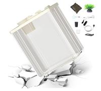 JIEBWCHA Transparent Fish Tanks, 22.5 x 15 x 28 cm Large Acrylic Aquarium, Rimless Aquarium, Small Acrylic Fighting Fish Tank with LED Light, Water Pump, Flowers, Fish Shovel, Hydroponic Cup, Stone