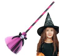 JIEBWCHA Witch Costume for Girls - Witch Accessories for Spooky Halloween - Costume Skull Broom Ribbon Hat for Theme Party, Party, Parade, Role-Play