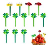 JIEBYTUY 24-Piece Reusable Snack Picks, Cartoon-Themed Mini Forks, Food-Grade Plastic Construction, for Lunchbox Dessert Platter