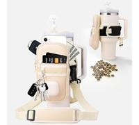 JIECH Water Bottle Holder with Strap for Stanley Water Bottle Pouch for Stanley 40oz/30oz Tumbler Water Bottle Carrier Purse with Phone & Earphone Pocket