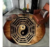 JIEDEDIAM 3d Chinese Tai Chi Bagua Yin Yang round carpet, suitable for living room kitchen bedroom sofa non-slip mat children's bedroom floor mat