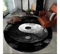 JIEDEDIAM 3d Chinese Tai Chi Bagua Yin Yang round carpet, suitable for living room kitchen bedroom sofa non-slip mat children's bedroom floor mat