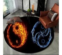 JIEDEDIAM 3d Chinese Tai Chi Bagua Yin Yang round carpet, suitable for living room kitchen bedroom sofa non-slip mat children's bedroom floor mat