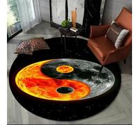JIEDEDIAM 3d Chinese Tai Chi Bagua Yin Yang round carpet, suitable for living room kitchen bedroom sofa non-slip mat children's bedroom floor mat