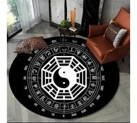JIEDEDIAM 3d Chinese Tai Chi Bagua Yin Yang round carpet, suitable for living room kitchen bedroom sofa non-slip mat children's bedroom floor mat