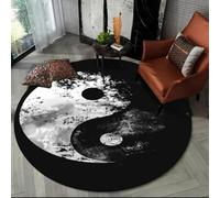JIEDEDIAM 3d Chinese Tai Chi Bagua Yin Yang round carpet, suitable for living room kitchen bedroom sofa non-slip mat children's bedroom floor mat