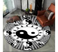 JIEDEDIAM 3d Chinese Tai Chi Bagua Yin Yang round carpet, suitable for living room kitchen bedroom sofa non-slip mat children's bedroom floor mat