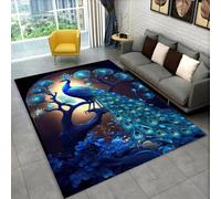 JIEDEDIAM 3d exquisite peacock animal carpet, suitable for bedroom decoration living room interior design carpet, bedside area non-slip floor mat