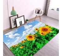 JIEDEDIAM 3d printed sunflower cute flower large area rug, living room non-slip super soft thick floor mat children's game crawling mat