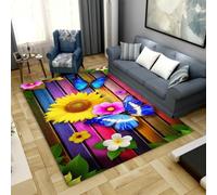 JIEDEDIAM 3d printed sunflower cute flower large area rug, living room non-slip super soft thick floor mat children's game crawling mat
