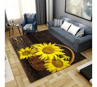 JIEDEDIAM 3d printed sunflower cute flower large area rug, living room non-slip super soft thick floor mat children's game crawling mat