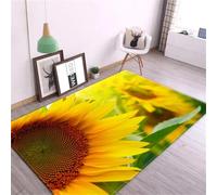 JIEDEDIAM 3d printed sunflower cute flower large area rug, living room non-slip super soft thick floor mat children's game crawling mat