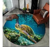 JIEDEDIAM 3d underwater world dolphin turtle round carpet, bedroom living room sofa table floor mat home children's room game play mat