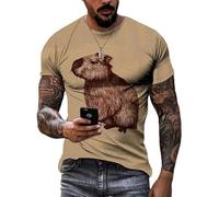 JIEDEDIAM Animal Capybara 3d Printed Men's T-shirt, Men's Summer Daily Tops Short Sleeve Round Neck T-shirt