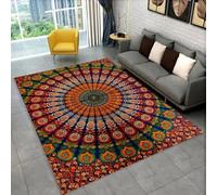 JIEDEDIAM Bohemian mandala geometric rugs, suitable for home living room bedroom sofa door mat decoration, children's non-slip floor mats