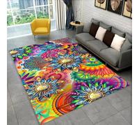 JIEDEDIAM Bohemian mandala geometric rugs, suitable for home living room bedroom sofa door mat decoration, children's non-slip floor mats