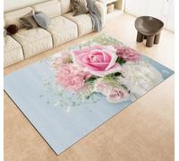 JIEDEDIAM Romantic Rose Flower Living Room Carpet Lightweight Luxury Wedding Floor Mat Anti-fouling Bedroom Bathroom Kitchen Entrance Door Mat Home Decoration